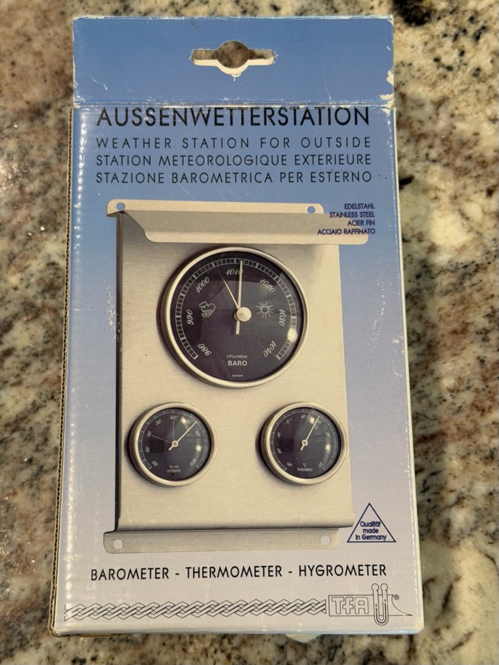 Stainless Steel Outdoor Weather Station – Barometer, Thermometer & Hygrometer